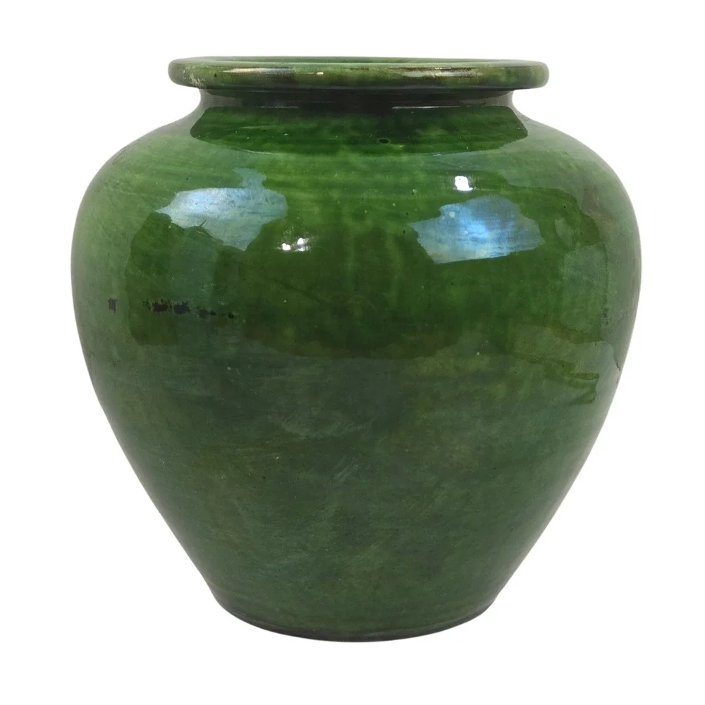 Signed Mid-Century Poterie Ravel Aubagne Green Glazed Terracotta 8